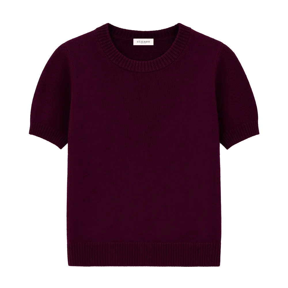 Femininer Kurzarm Pullover in burgundy