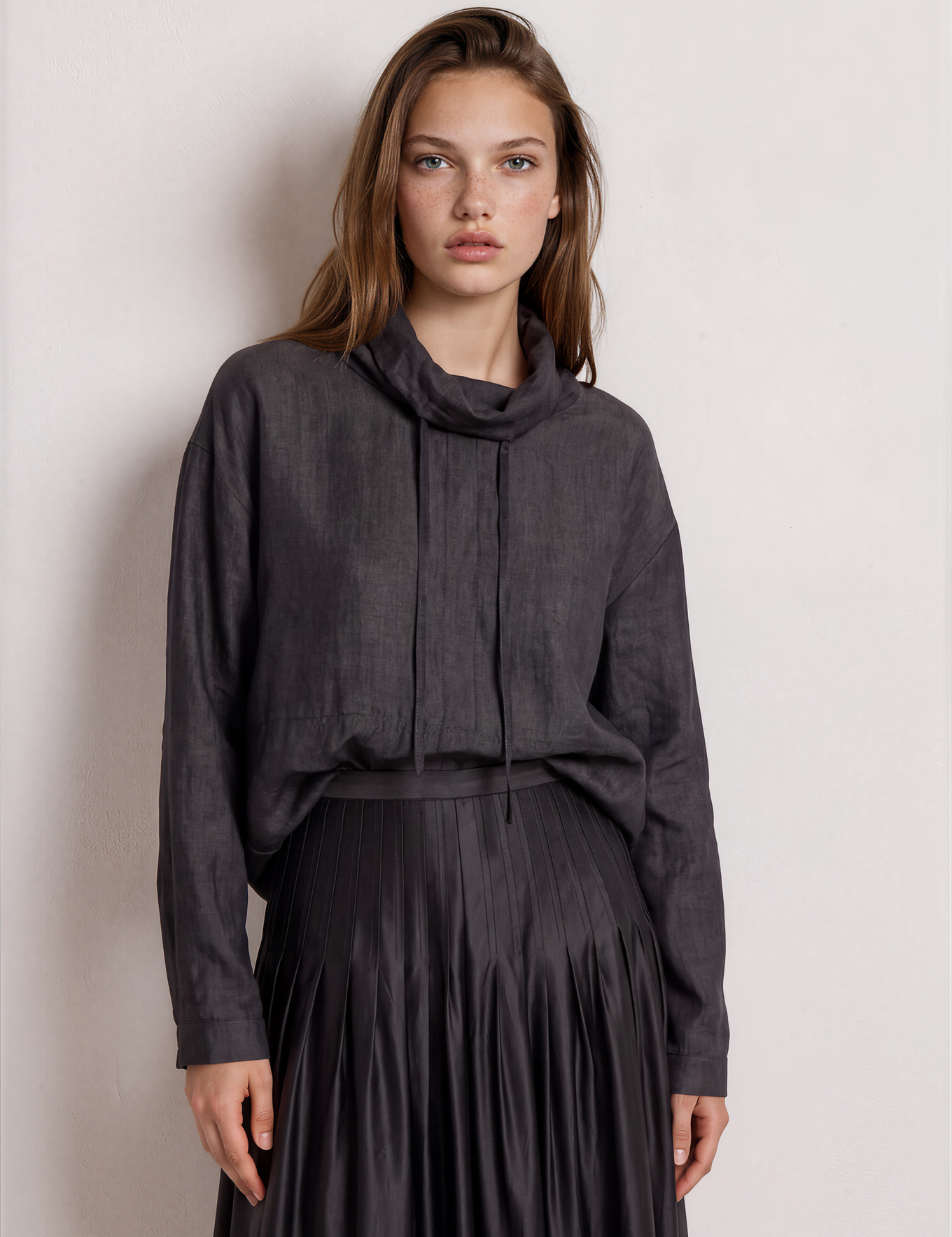 BlouseHilda_modernblousew-standcollaroutofsustainabletenceldenim_black_Harper-StudioHush-2.png