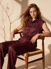 lässige Bluse aus Cupro-Mix - burgundy