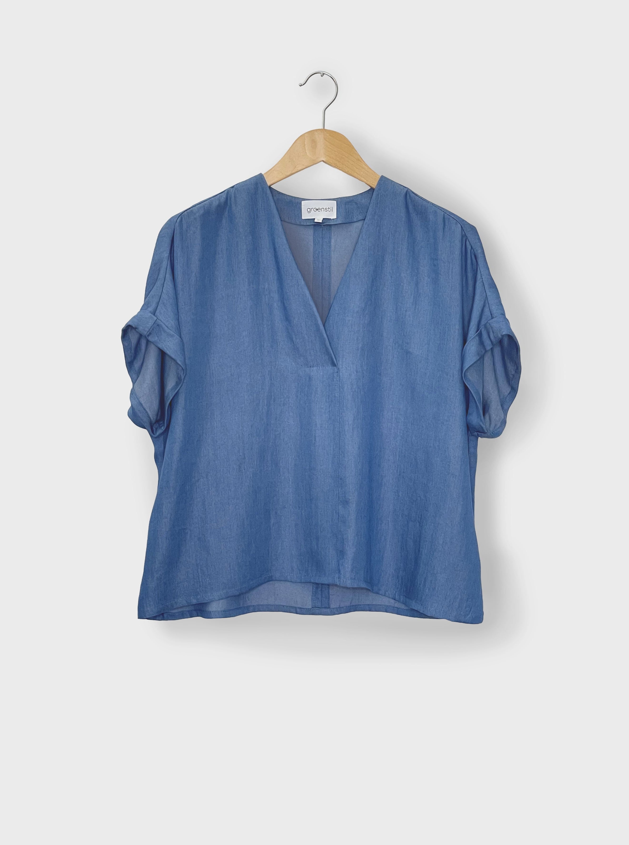 oversized Blusentop - blue denim
