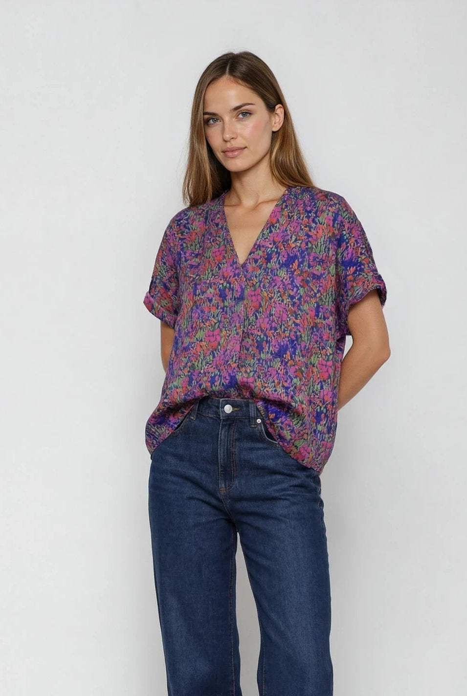 oversized blouse top - black