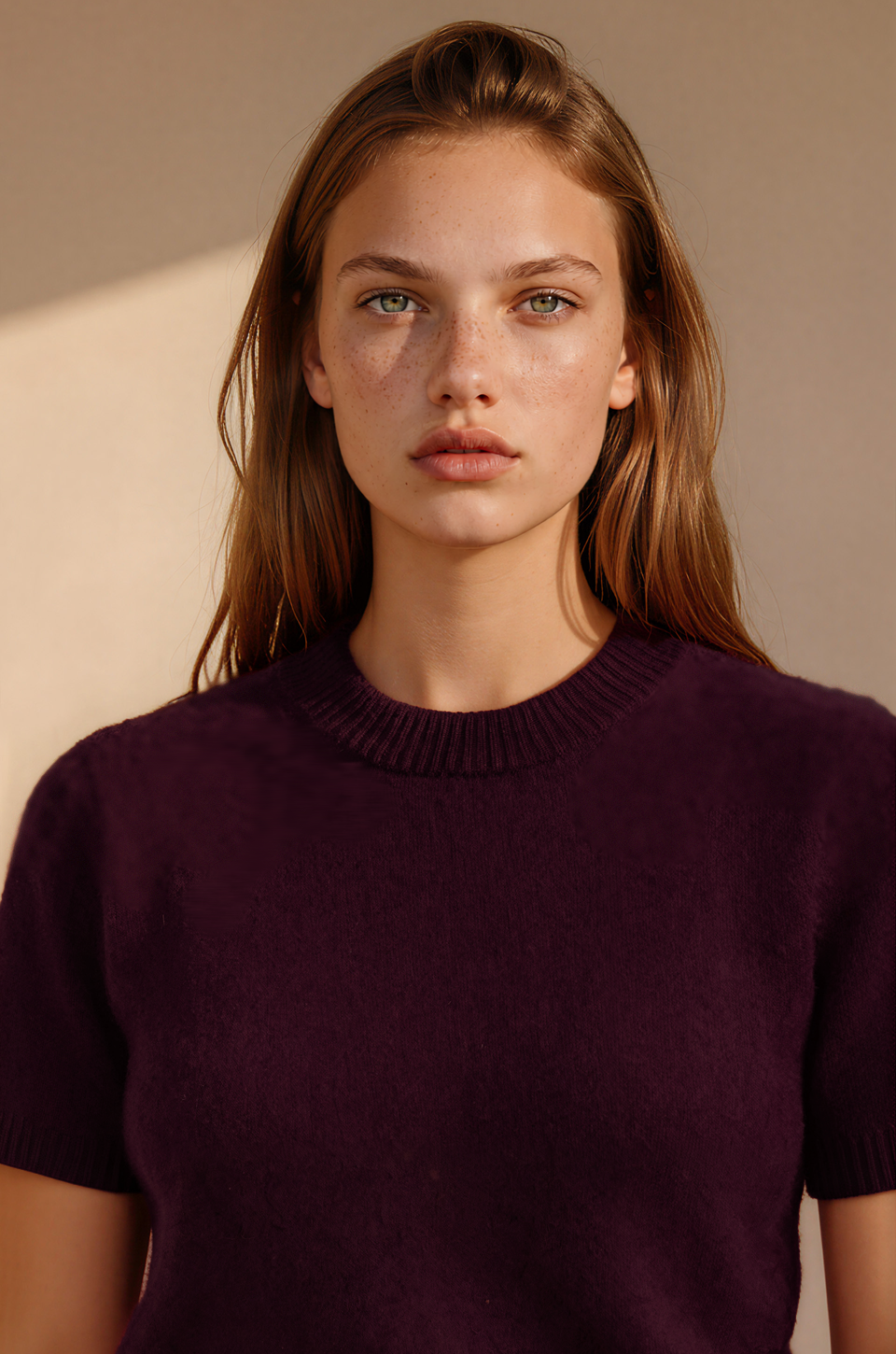 Femininer Kurzarm Pullover in burgundy