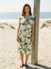 Kleid Masira aus Leinen-Mix - teal