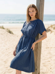 Midi dress in dark denim
