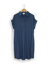 Kurzarmkleid aus Tencel™ in dark denim