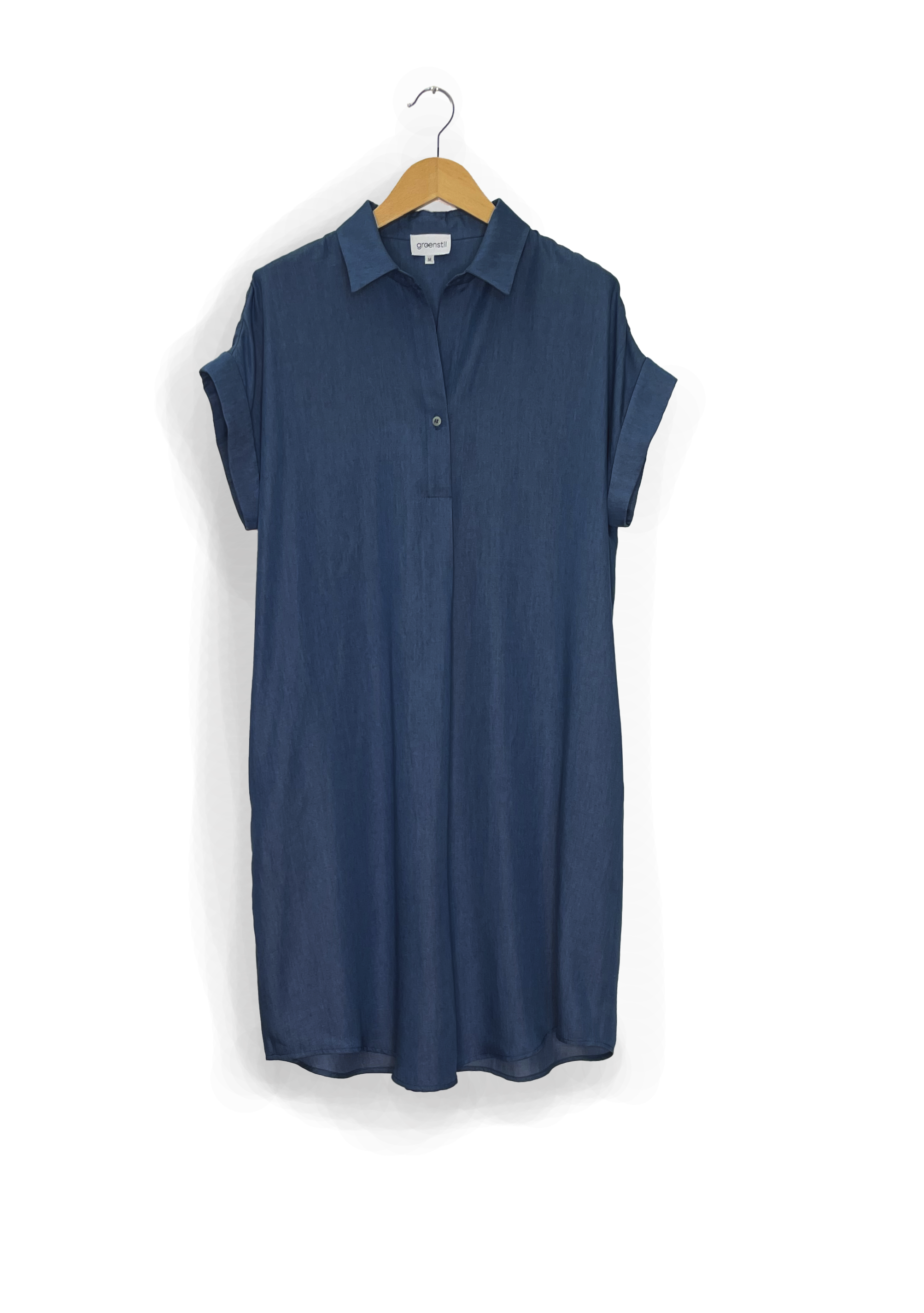Kurzarmkleid aus Tencel™ in dark denim