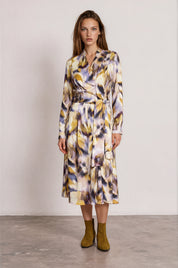 Wrap dress in dark denim