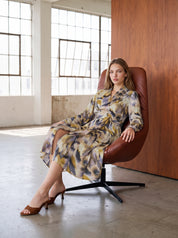 Wrap dress in dark denim