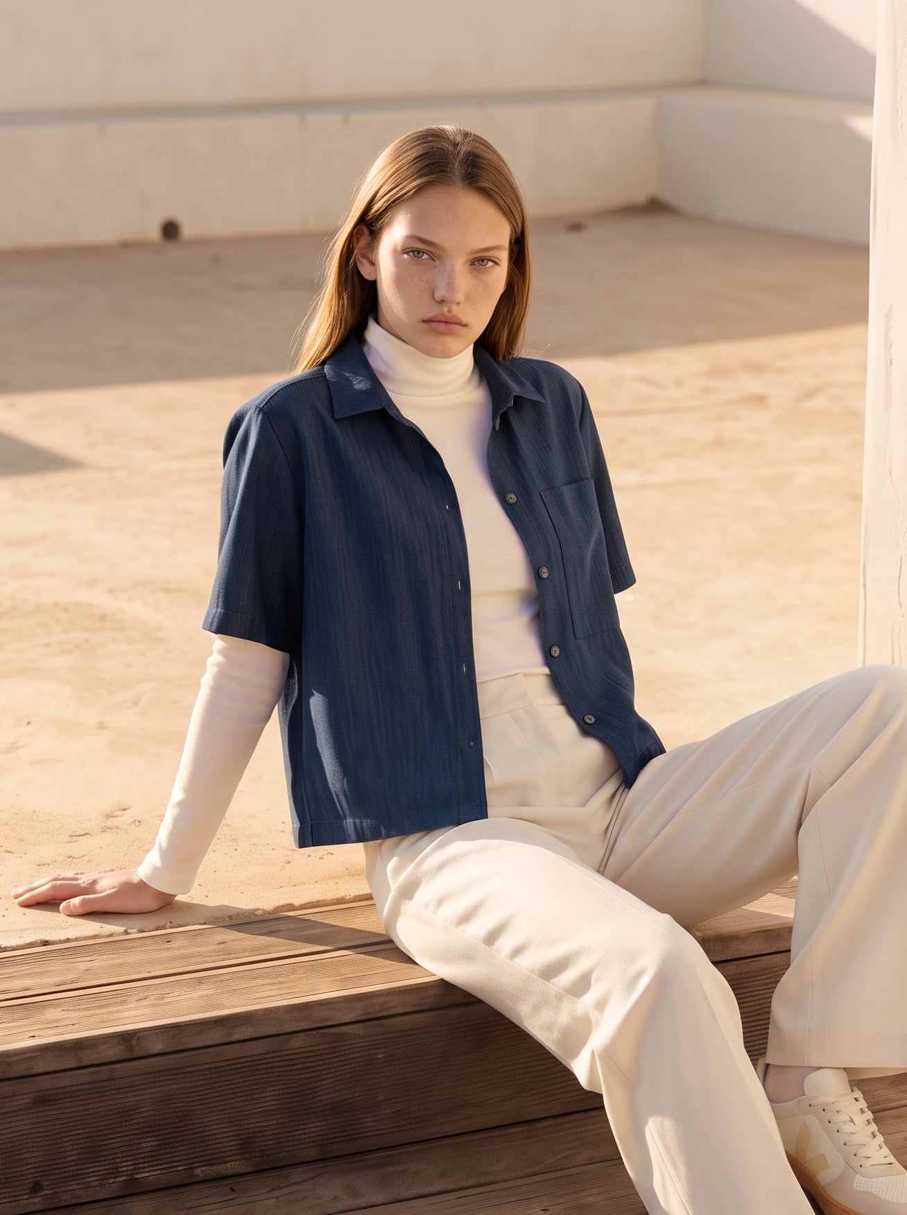 cropped Shirt aus dark Denim