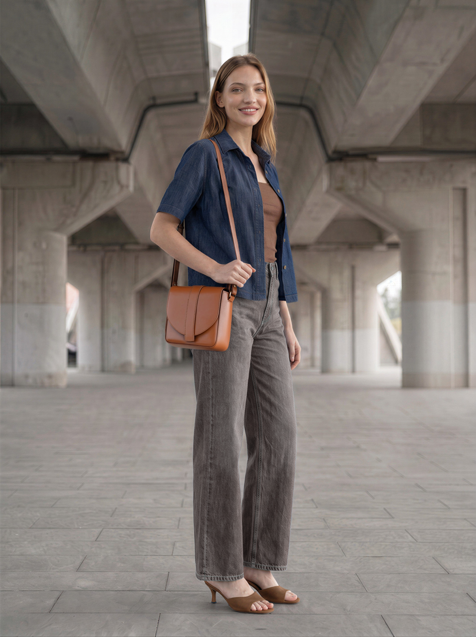 cropped Shirt aus dark Denim