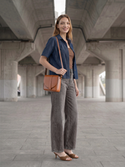 cropped Shirt aus dark Denim