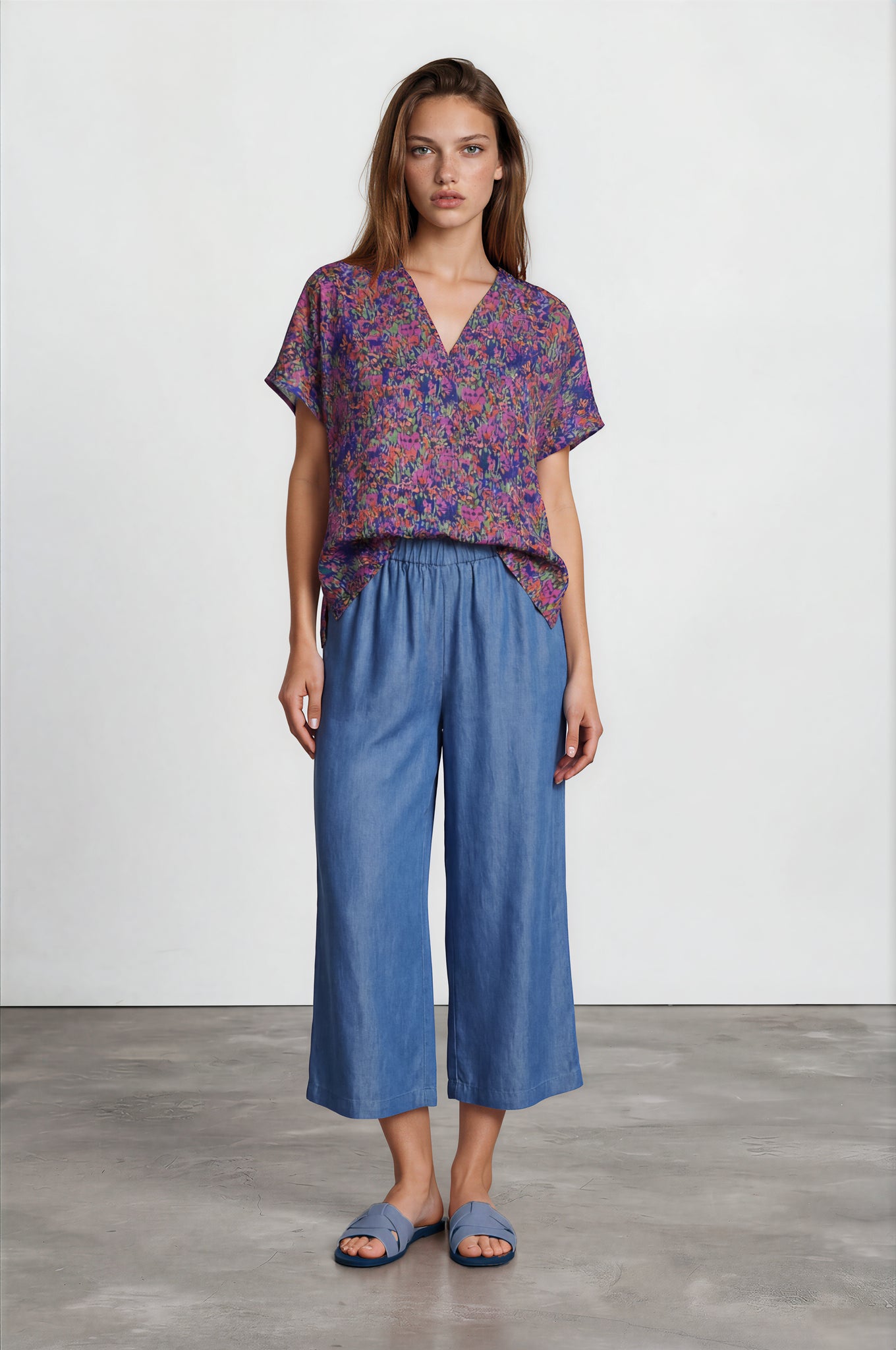 Culotte aus fließendem Tencel™ - blue denim
