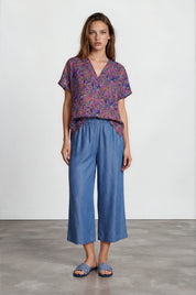 Culotte aus fließendem Tencel™ - blue denim