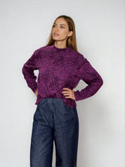 moderne Bluse mit Stehkragen - Farbe iris