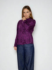 moderne Bluse mit Stehkragen - Farbe iris
