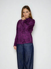 moderne Bluse mit Stehkragen - Farbe iris