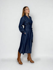 Wickelkleid in dark denim
