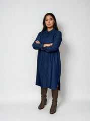 Hemdblusenkleid in dark denim