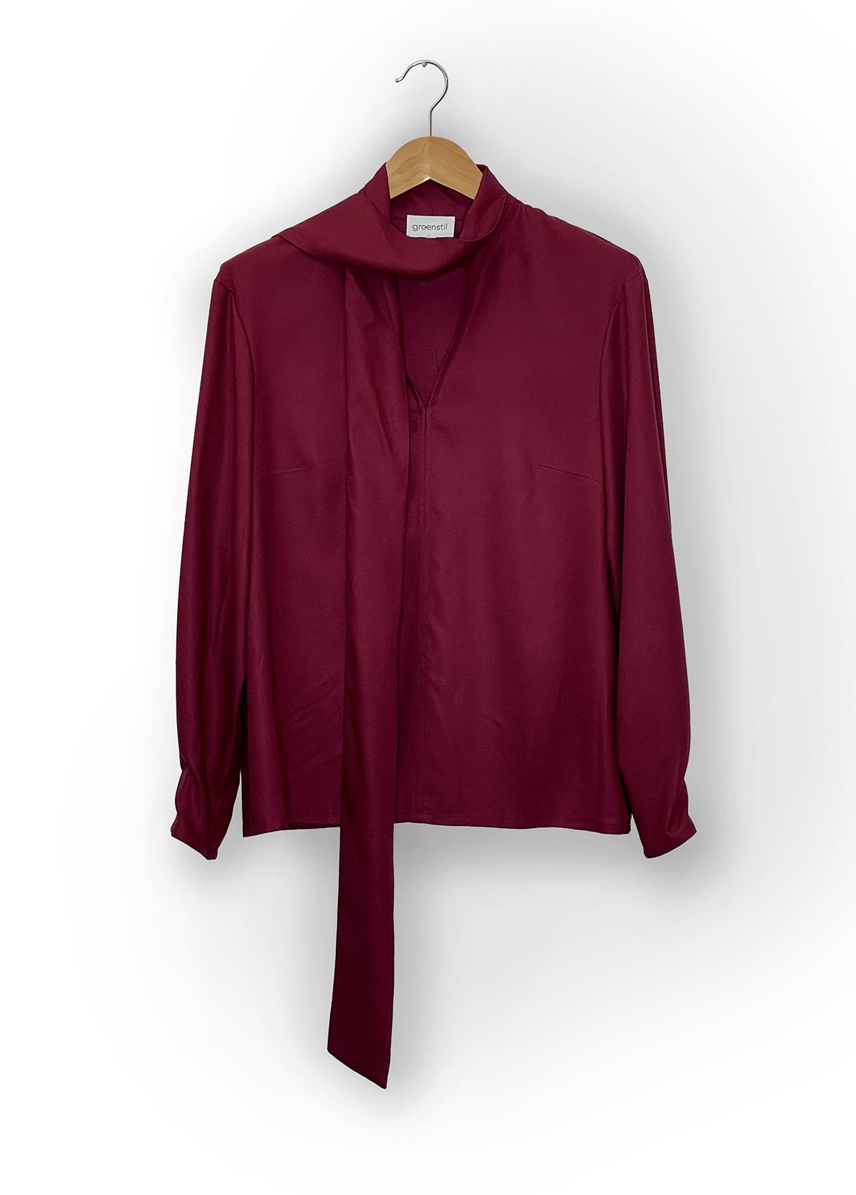 Schluppenbluse in burgundy red