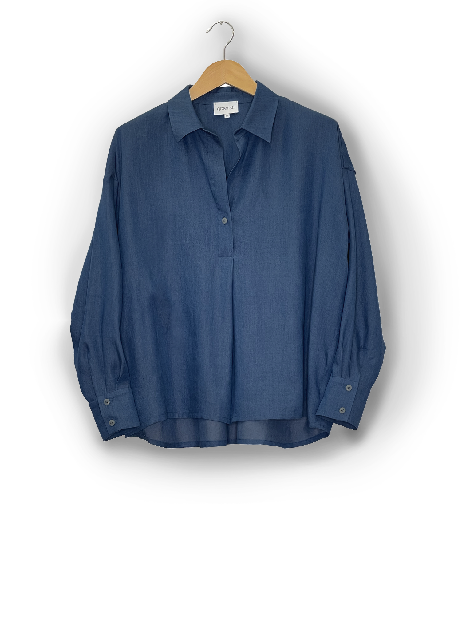 oversized Hemdbluse aus fließendem Tencel™ in dark denim