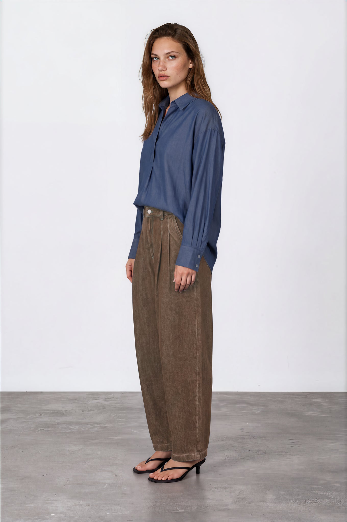 oversized Hemdbluse aus fließendem Tencel™ in dark denim