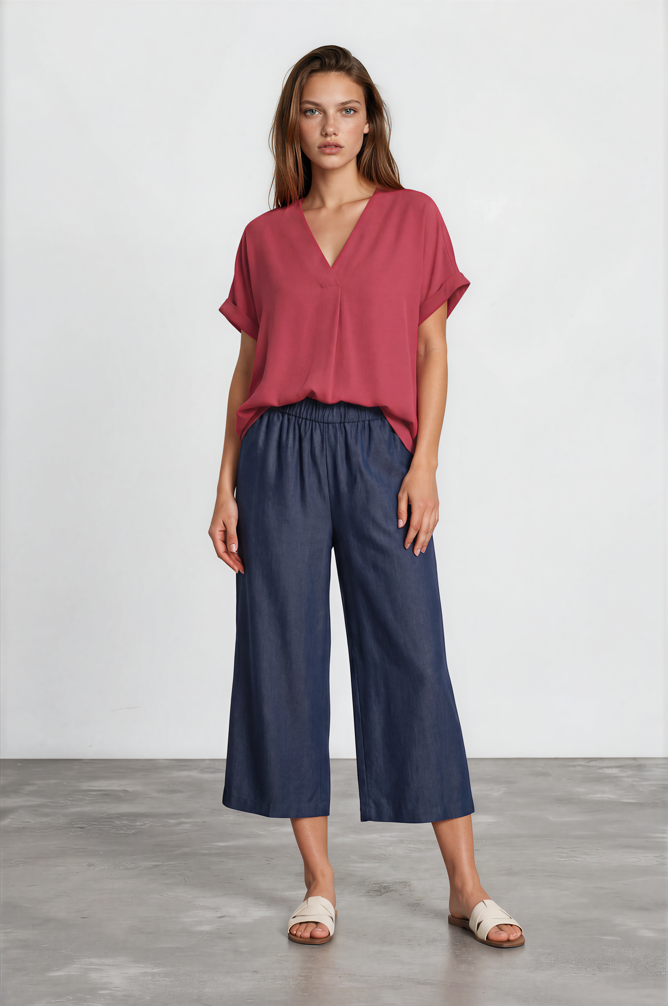 Culotte aus fließendem Tencel™ - dark denim