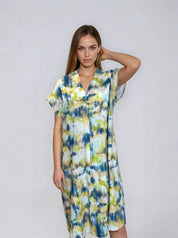Kleid Masira aus Leinen-Mix - teal