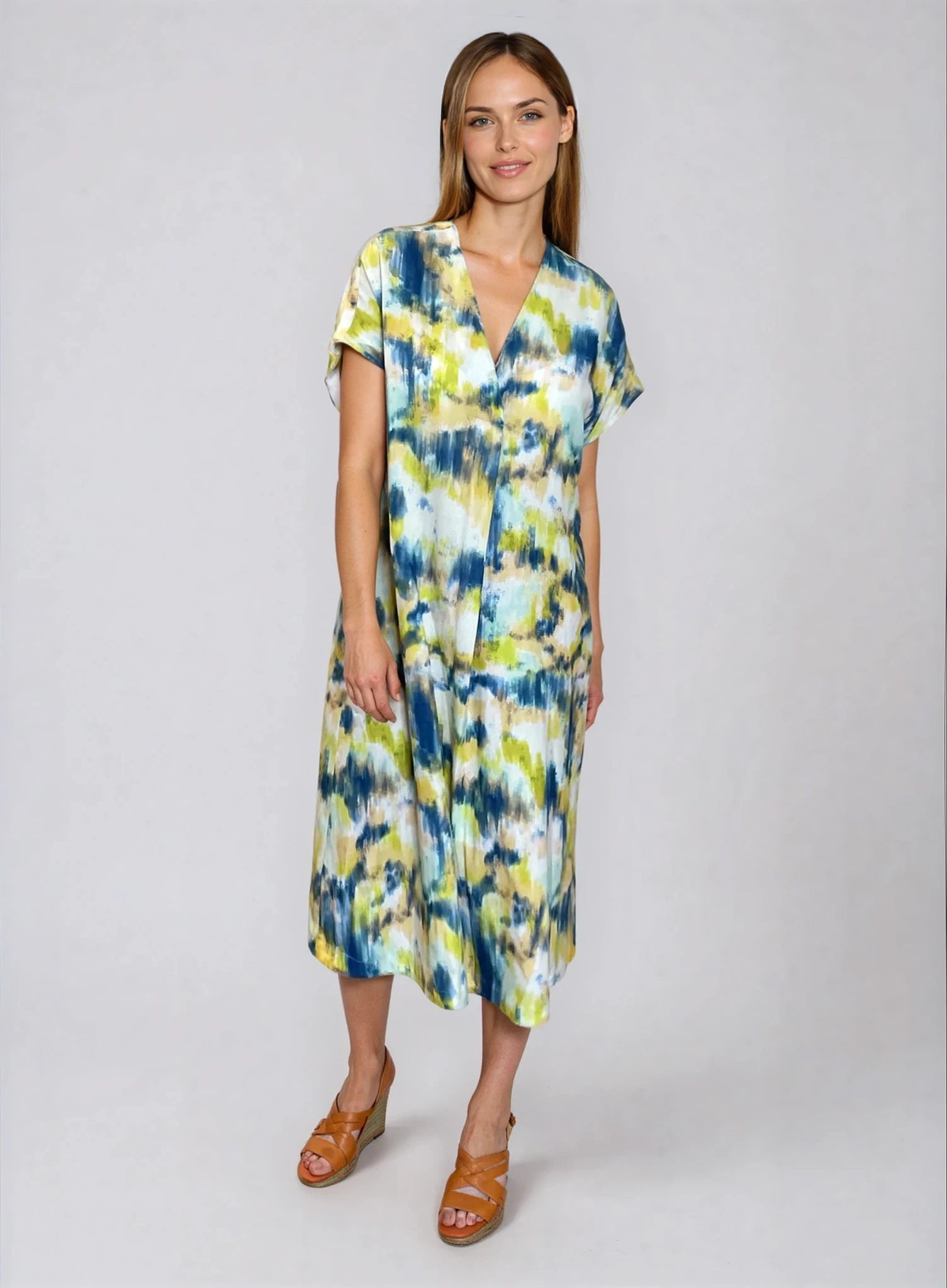 Kleid Masira aus Leinen-Mix - teal