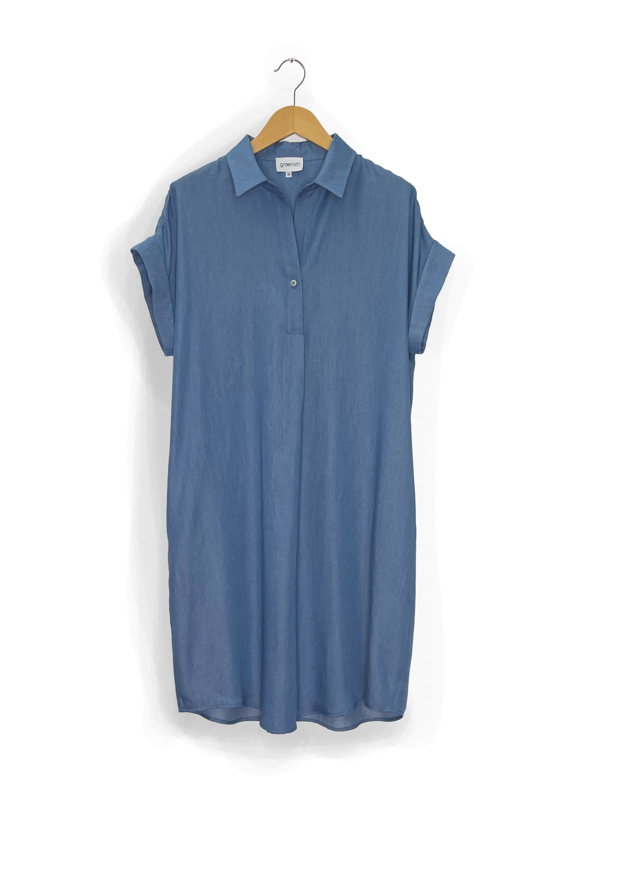 Kurzarmkleid aus Tencel™ in blue denim