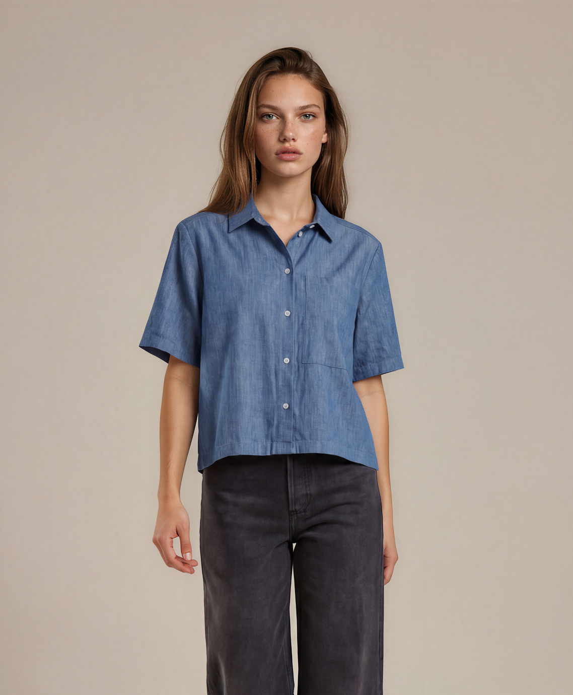 cropped Shirt aus blue Denim