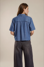 cropped Shirt aus blue Denim