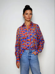 oversized Hemdbluse in poppy print