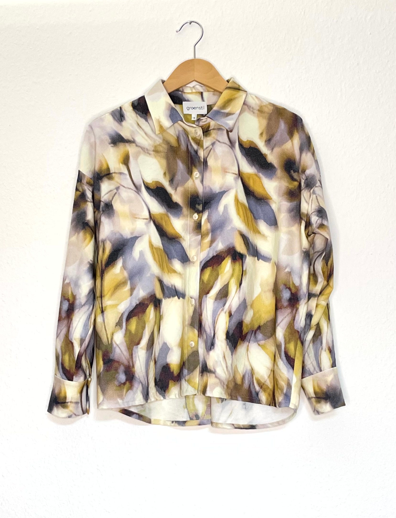 oversized Hemdbluse mit Blätterprint