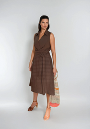 Wickelkleid - washed brown