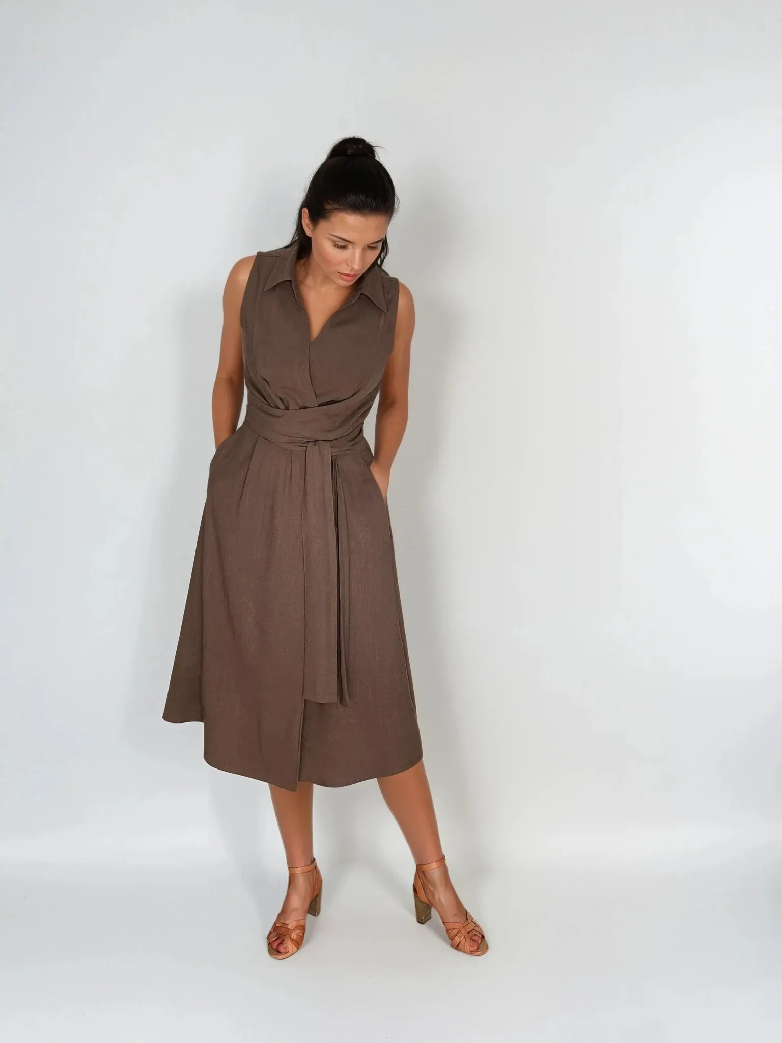 Wickelkleid - washed brown