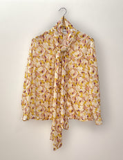 printed blouse with bow
