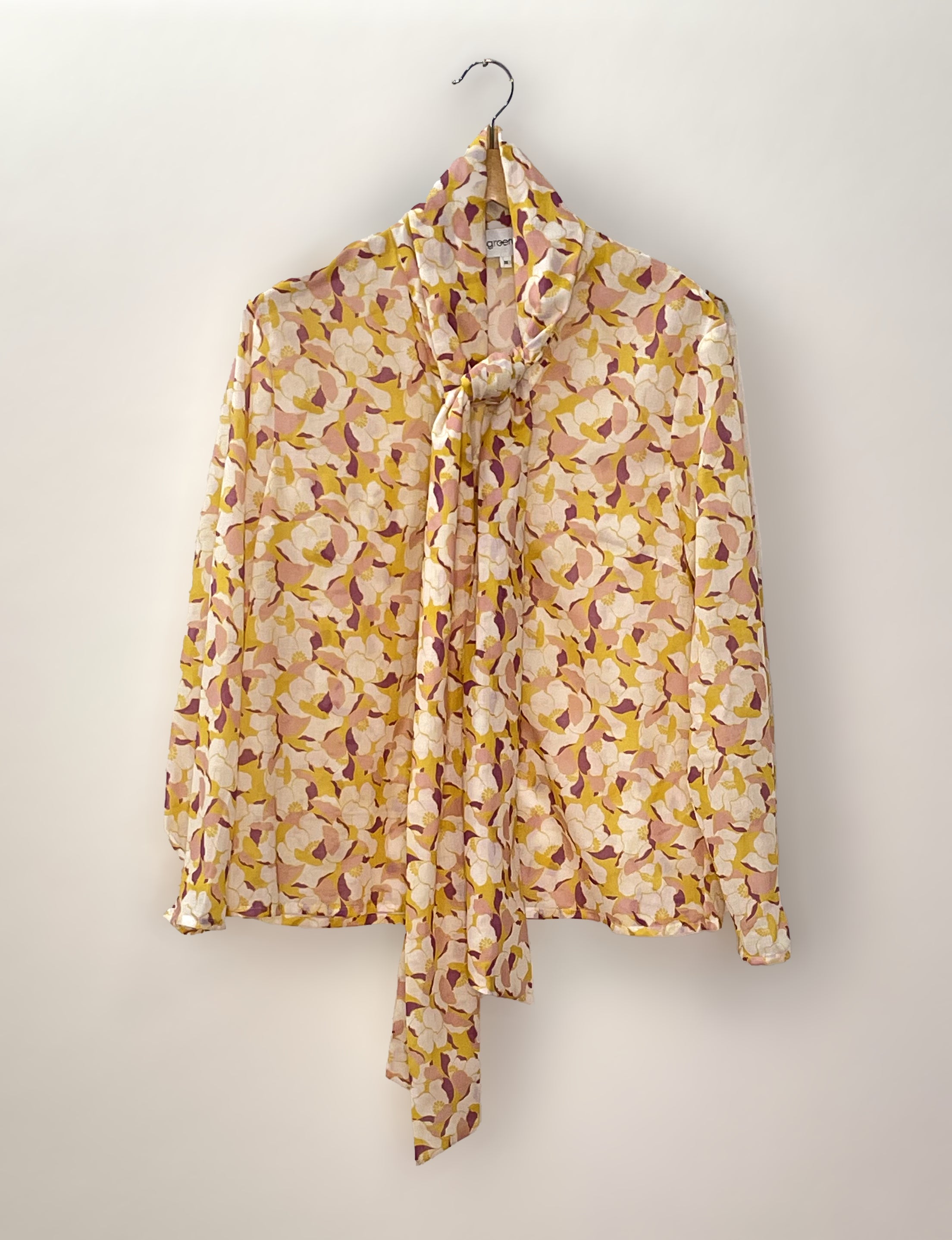 printed blouse with bow