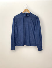 Minimalistische Bluse mit Stehkragen - dark denim