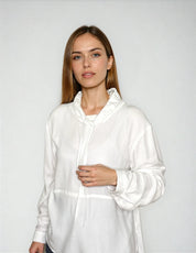 sportive Bluse mit Stehkragen - white