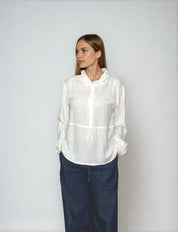 sportive Bluse mit Stehkragen - white
