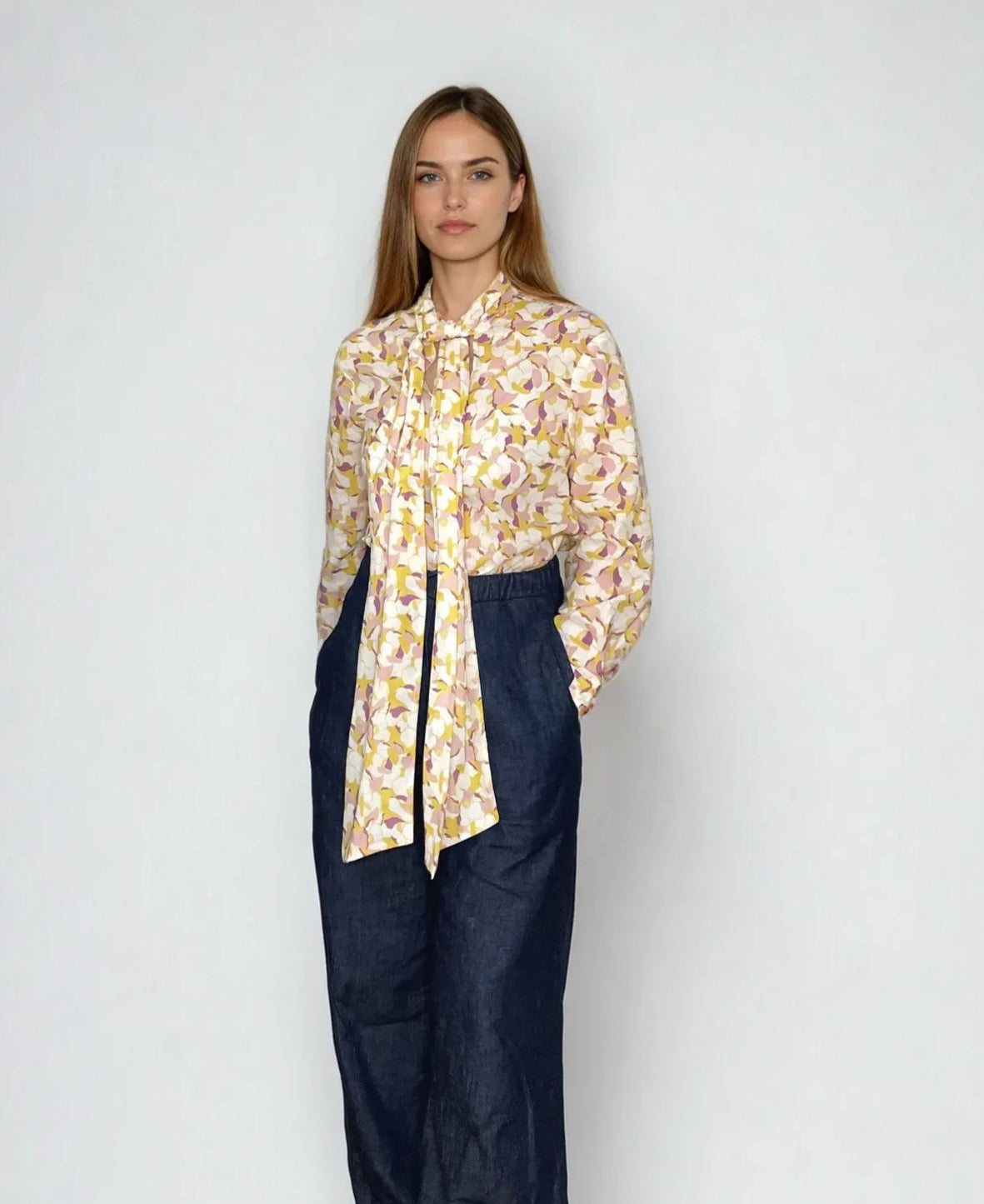 Schluppenbluse in print