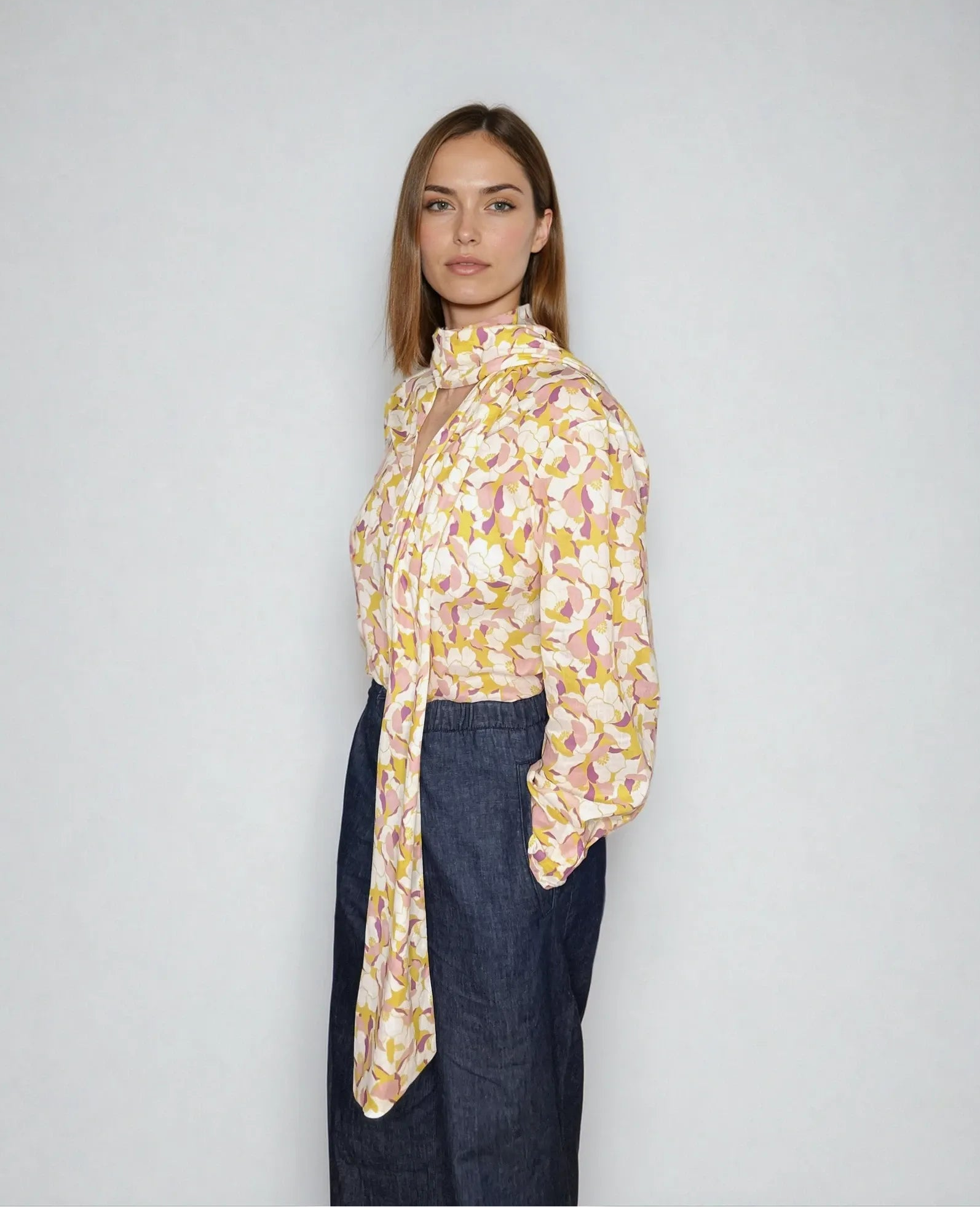 Schluppenbluse in print