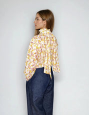printed blouse with bow