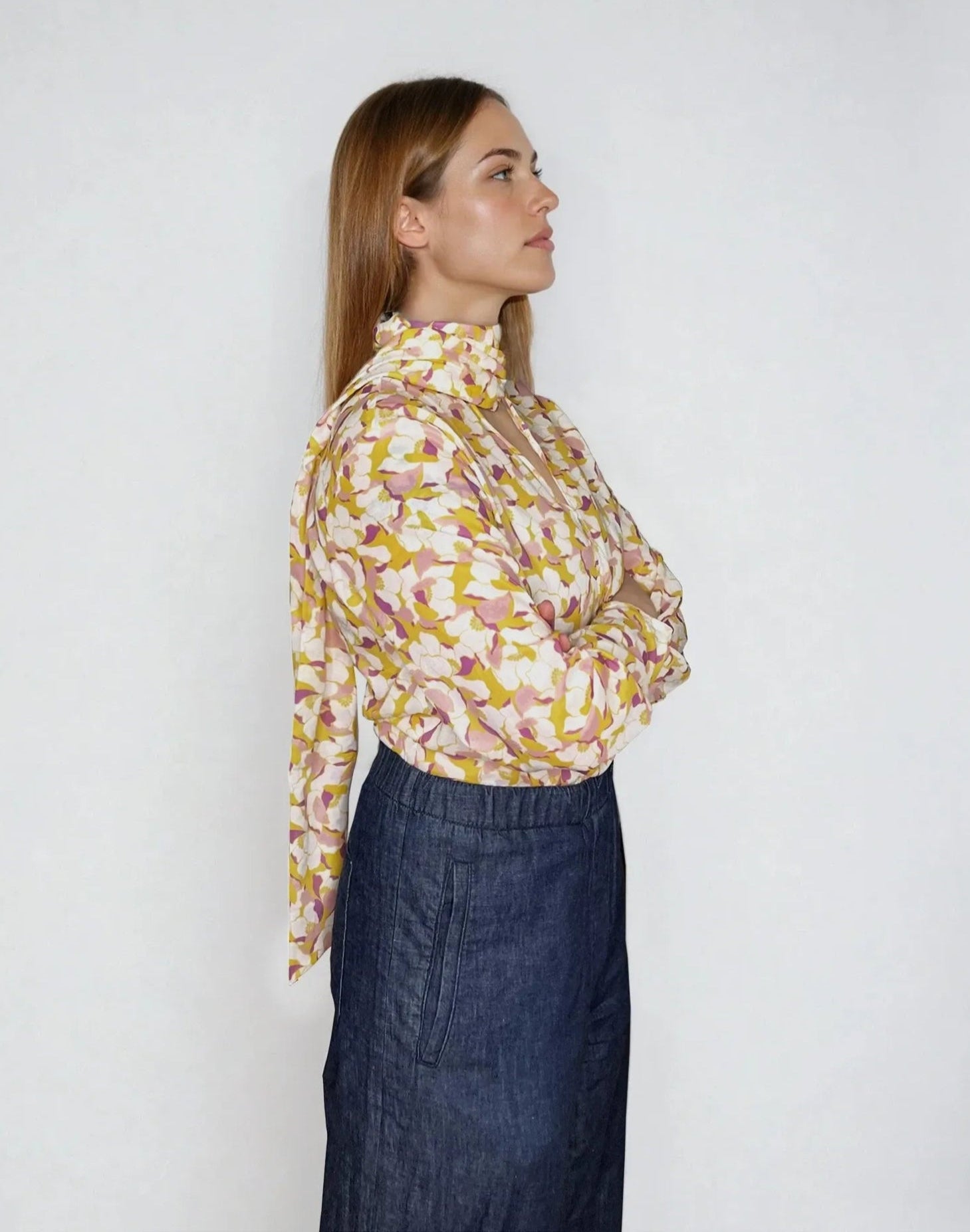 Schluppenbluse in print