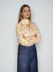 printed blouse with bow