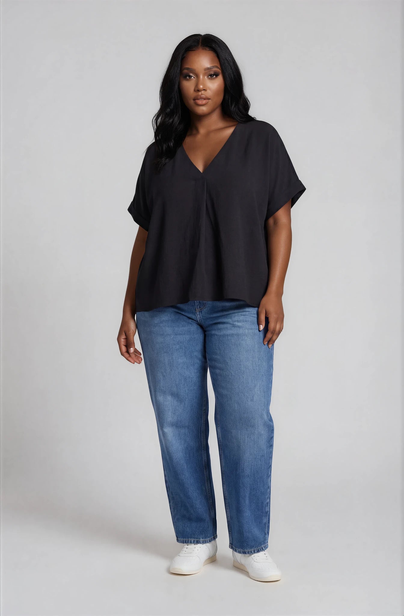oversized blouse top - black