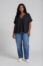oversized blouse top - black