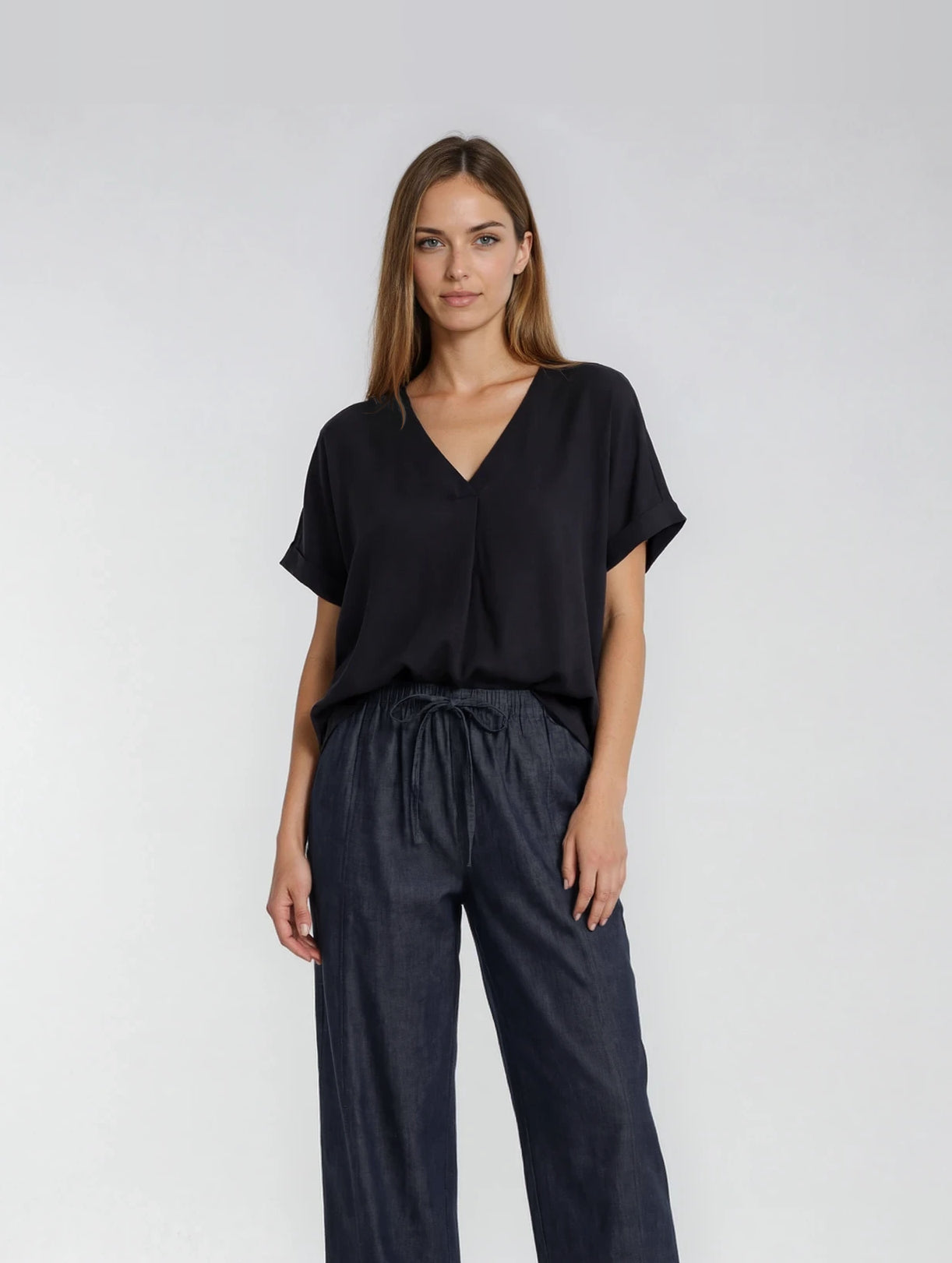 oversized blouse top - black