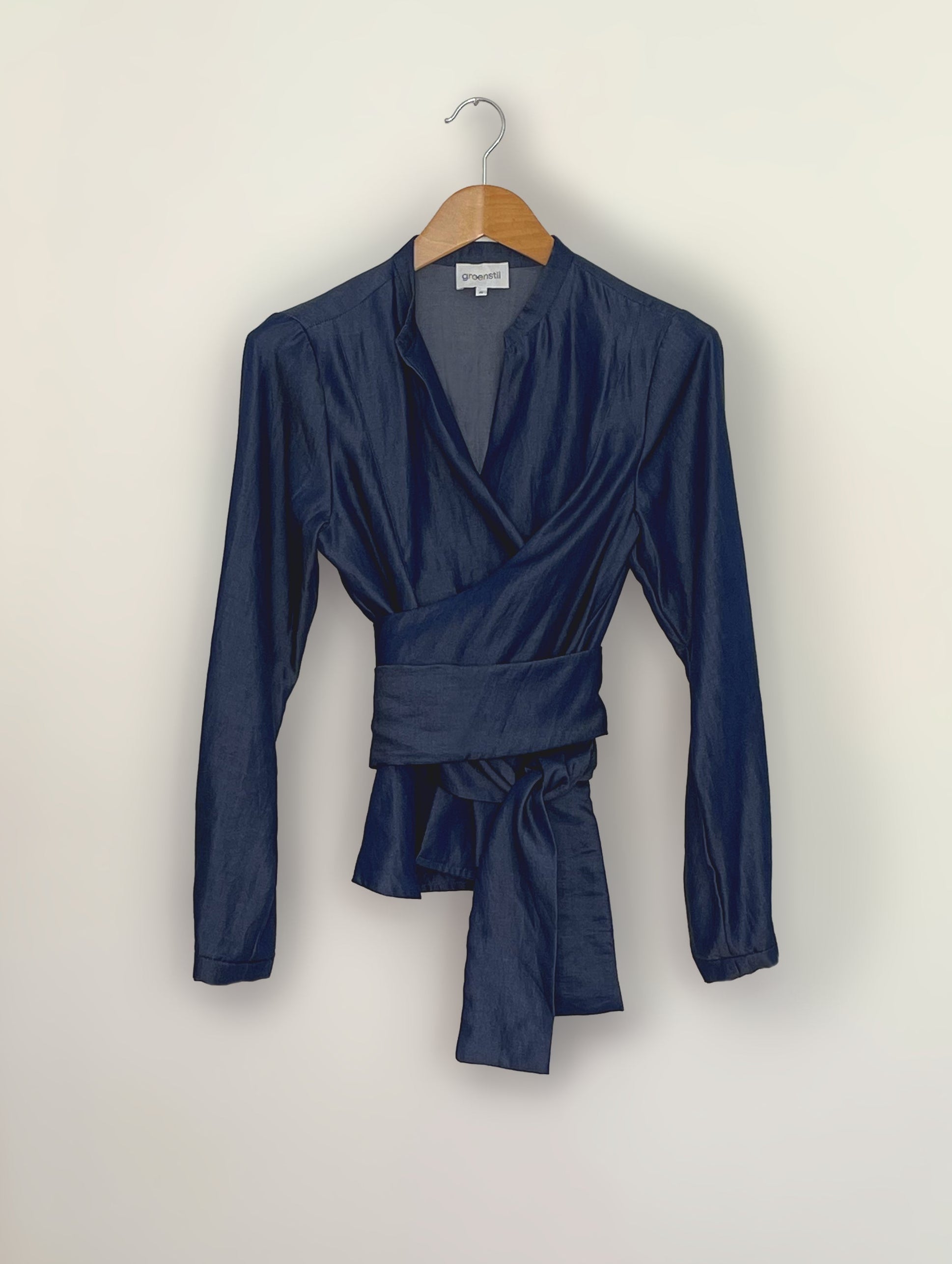 Wickelbluse in dark denim