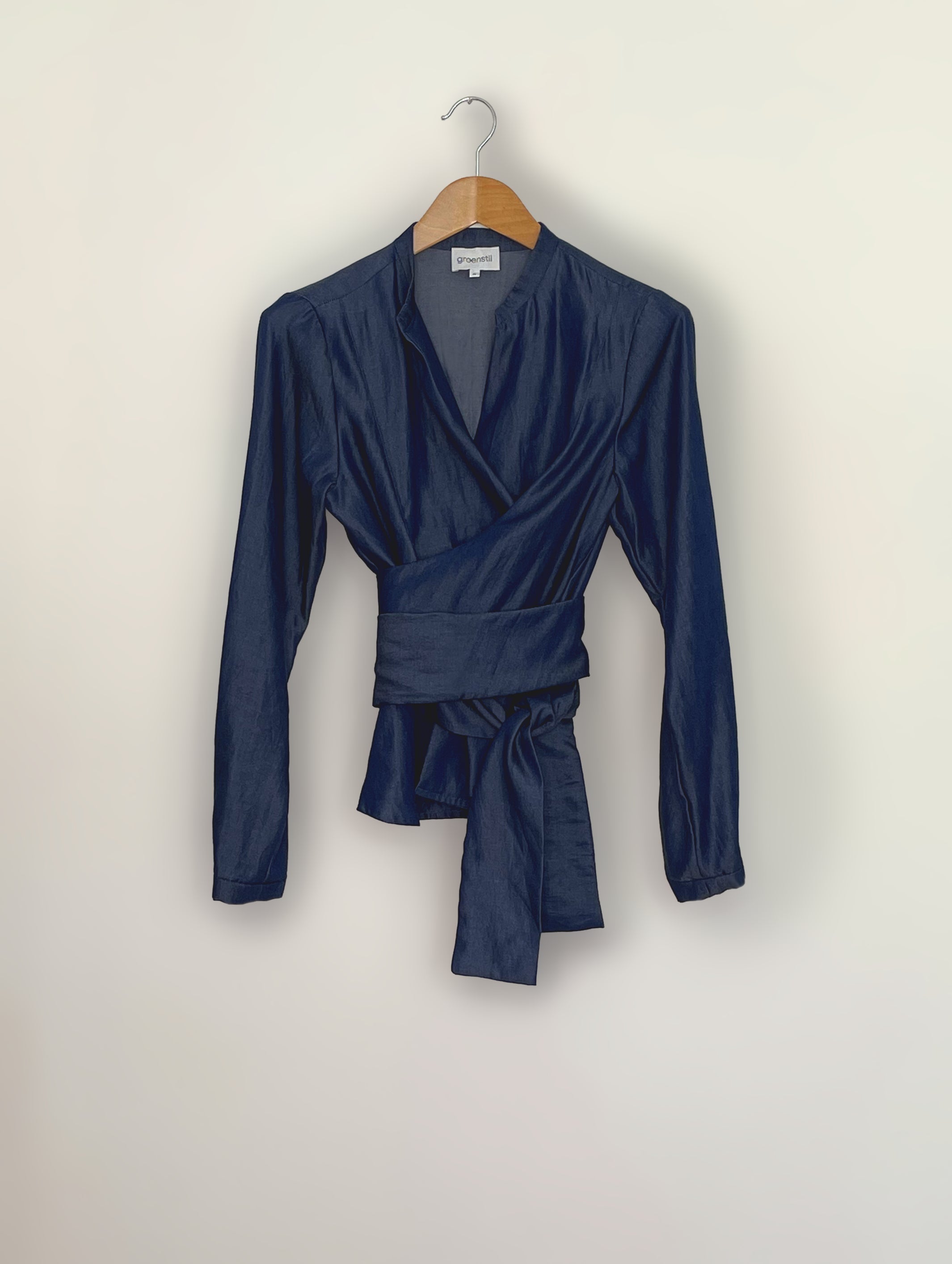Wickelbluse in dark denim